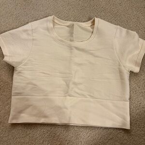 Aerie Cream Ribbed Crop Top Size M/L